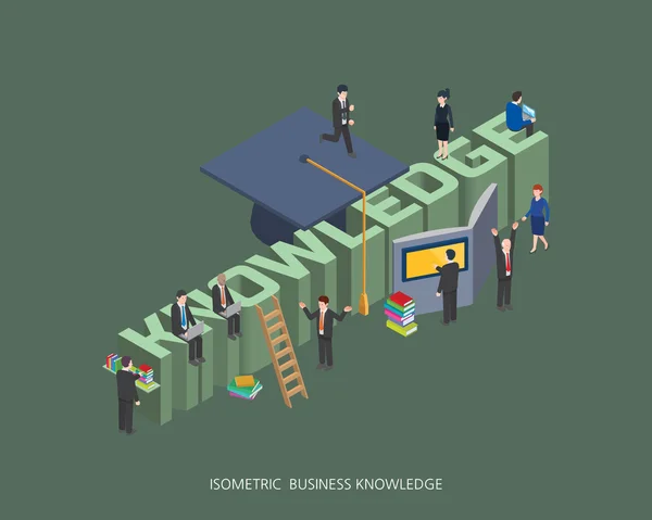 Flat 3d isometric vector illustration knowledge concept design, Abstract urban modern style, high quality business series. — Stockvector