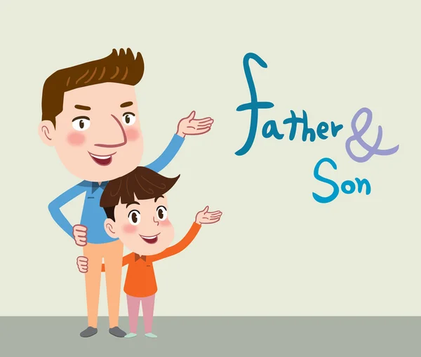 Drawing flat character design father and son concept ,vector illustration — Stockvector