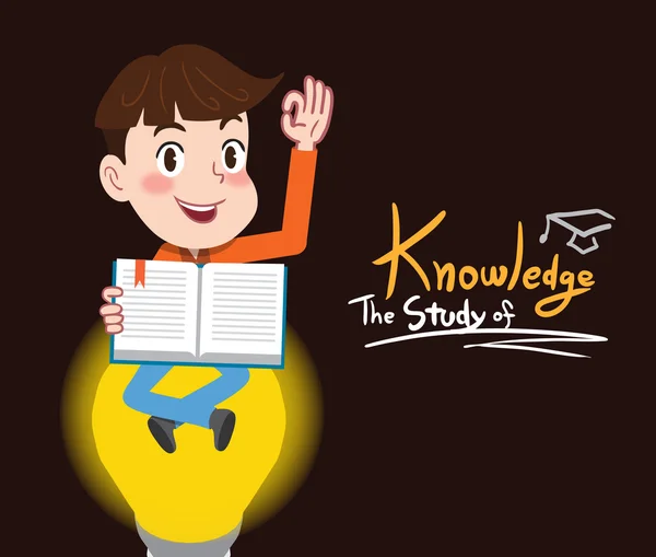 Drawing flat character design study of knowledge concept ,vector illustration — ストックベクタ