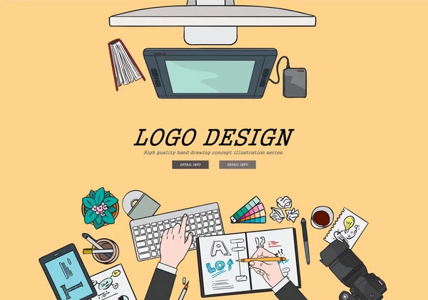 Kresba plochý design ilustrace profesionální logo design konceptu. Koncepty pro webové bannery a propagační materiály. — Stockový vektor