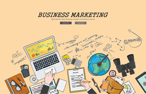 Disegno disegno piatto illustrazione business concetto di marketing totale. Concetti per banner web e materiale promozionale . — Vettoriale Stock