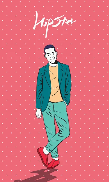 Hand tekenen popart vectorillustratie van zakelijke hipster, stedelijke retro stijl. — Stockvector