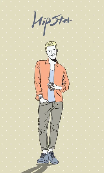 El iş hipster, kentsel retro tarzı vektör pop sanat çizim çizimi.