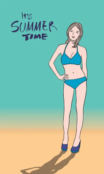 Hand tekenen popart vectorillustratie van de zomertijd, stedelijke sexy stijl. — Stockvector