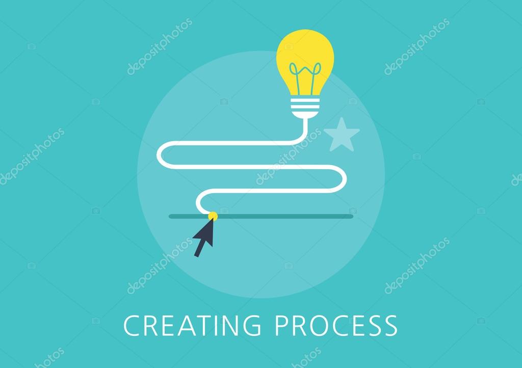 Idea creating process concept flat icon