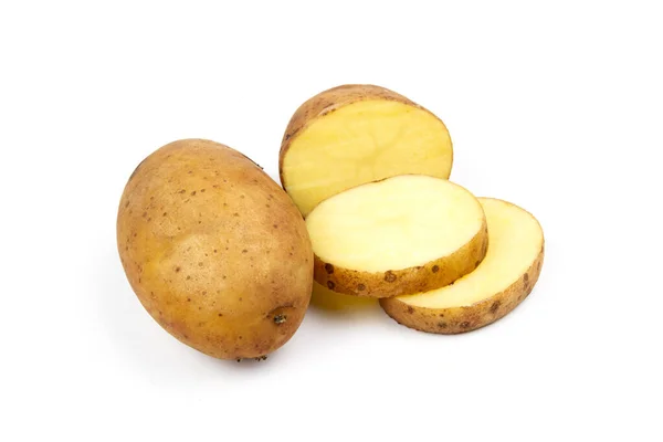 Rauwe Aardappel Geïsoleerd Witte Achtergrond — Stockfoto