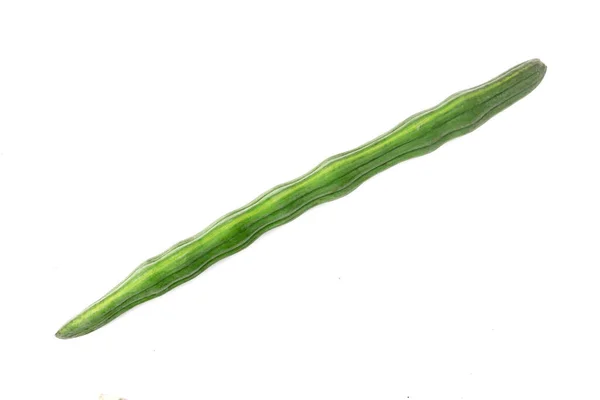 Moringa oleifera (baget çubuğu) podları beyaz arkaplanda izole edildi.