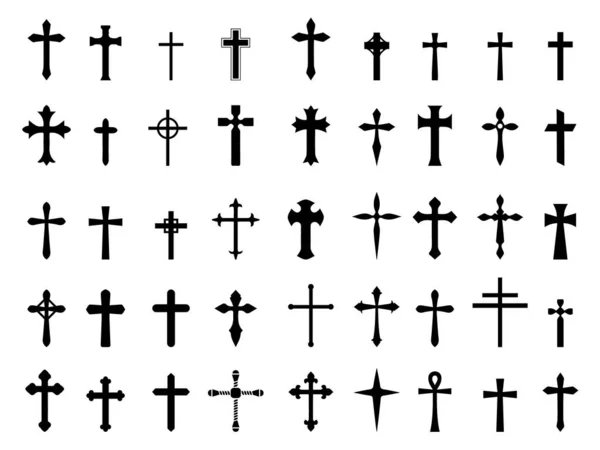 Ilustrační Vektor Jednoduchá Kolekce Ikon Křesťanského Kříže — Stockový vektor