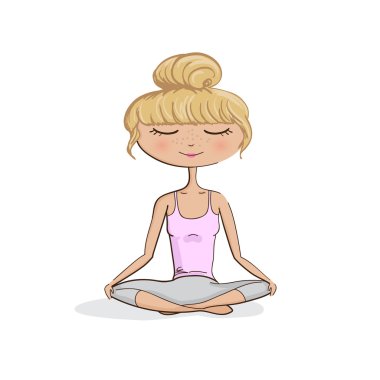 Kız Practicing Yoga illüstrasyon - vektör
