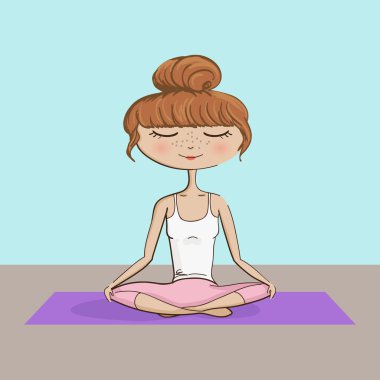 Kız Practicing Yoga illüstrasyon - vektör