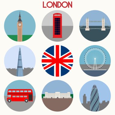 London landmarks & town symbols - Icons Set - Vector EPS10 clipart