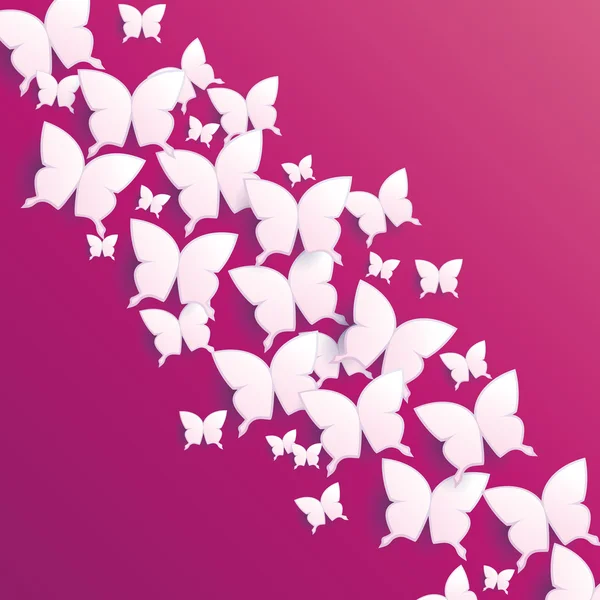 Pink Background with White Butterflies - Abstract Background - vector eps10 — Stock Vector