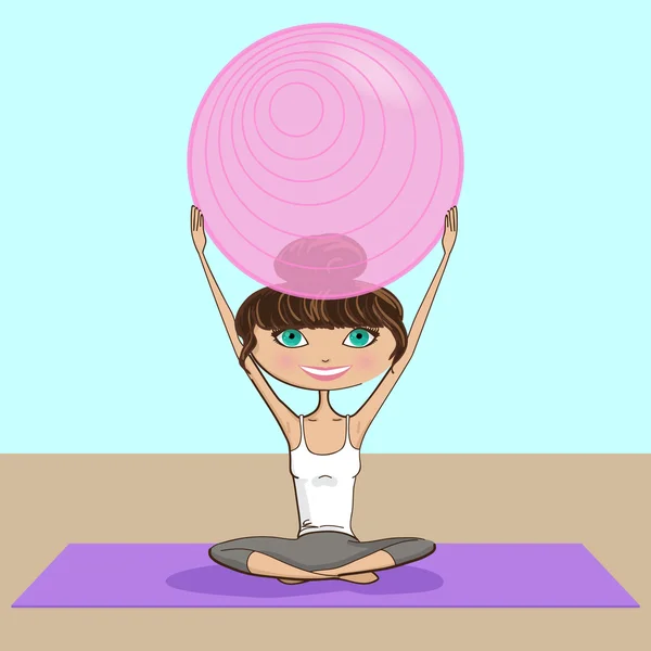 Ragazza che pratica Pilates Illustrazione - vettore — Vettoriale Stock