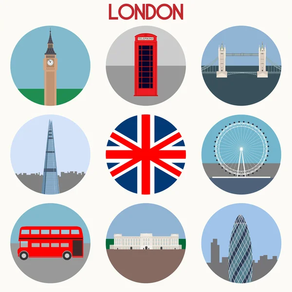 London landmarks & town symbols - Icons Set - Vector EPS10 — Stock Vector