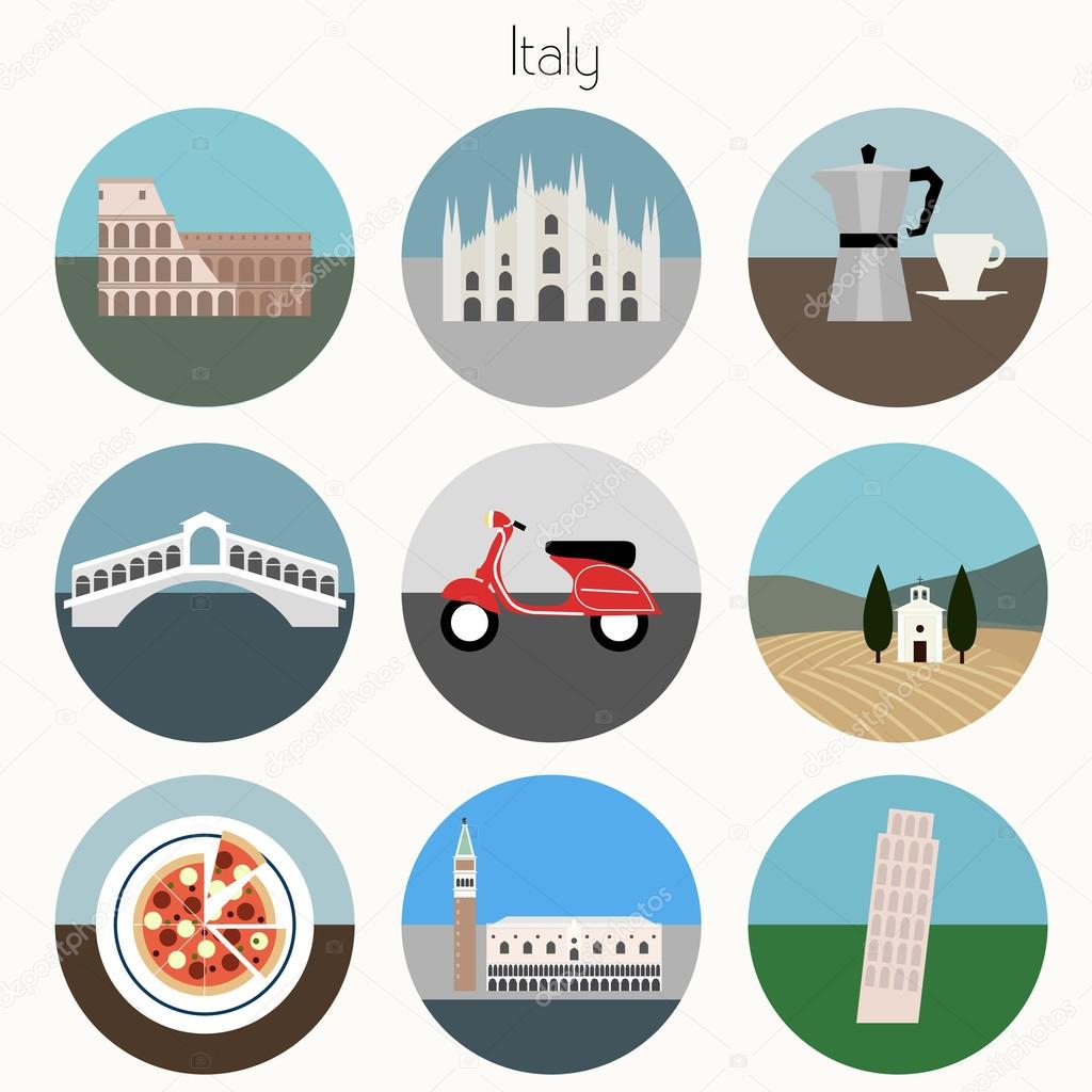 Italy Icons Set - Vector EPS10
