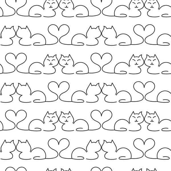 Lovely Cat Seamless Pattern — Stock Vector