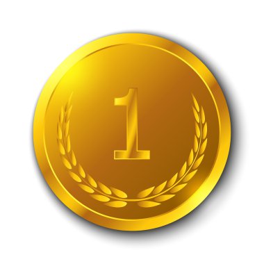 Beyaz zemin üzerine zeytin dalı ile altın madalya