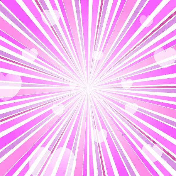 抽象的爱的心爆射线背景粉红色 — 图库矢量图片