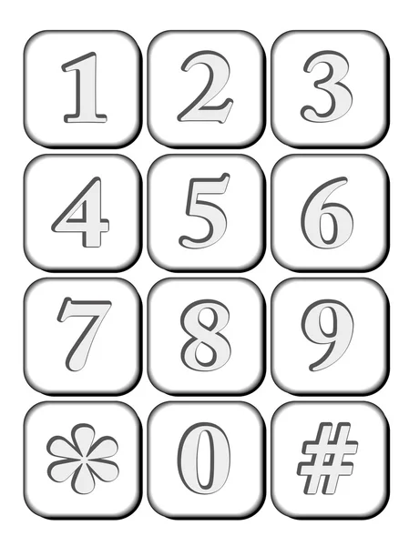3D-Symbolnummer für Telefon eingraviert — Stockvektor
