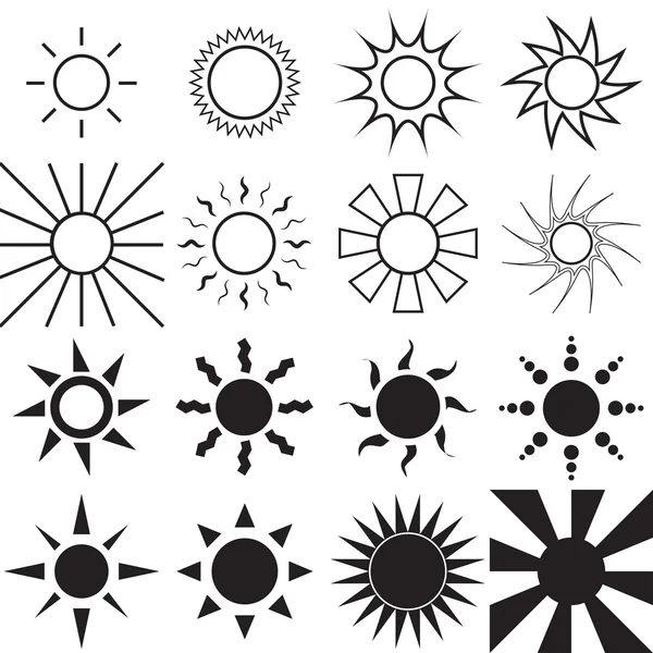 Conjunto de iconos del sol — Vector de stock