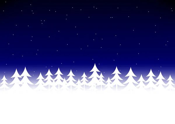 Christmas tree snow dark blue sky — Stock Vector