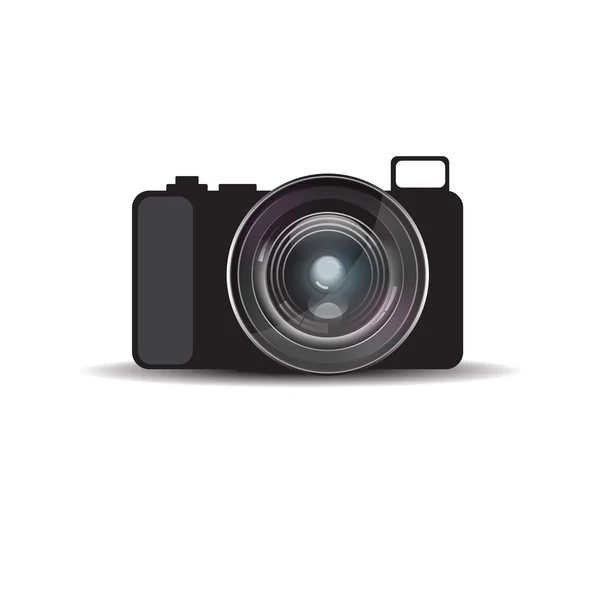 Mirrorless camera with realistic lens — Stock Vector