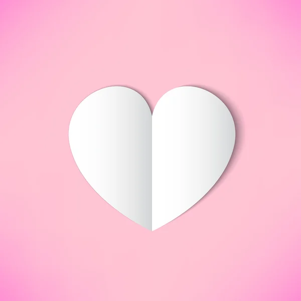 Біле паперове серце на рожевому фоні — стоковий вектор