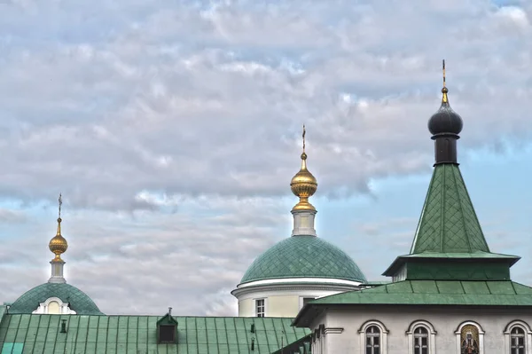 Três Cúpulas Mosteiro Masculino Aldeia Rastorguevo Região Moscou — Fotografia de Stock