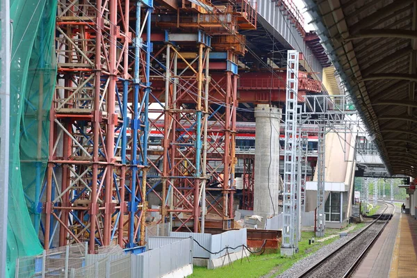 2021年6月 在莫斯科Okruzhnaya月台上建造高架立交桥 — 图库照片