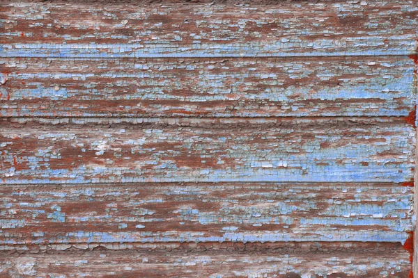 Parede Madeira Uma Casa Velha Com Vestígios Descascamento Tinta Azul — Fotografia de Stock