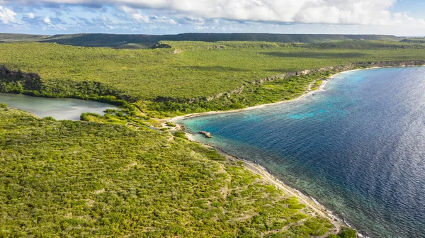 Aerial View Scenery Curacao Caribbean Ocean Coast Hills — Stock Photo, Image