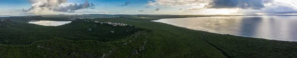 Aerial View Scenery Curacao Caribbean Ocean Coast Hills Lake — Stock Photo, Image