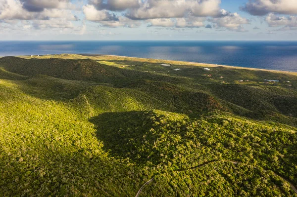 Aerial View Scenery Curacao Caribbean Ocean Coast Hills Lake — Stock Photo, Image