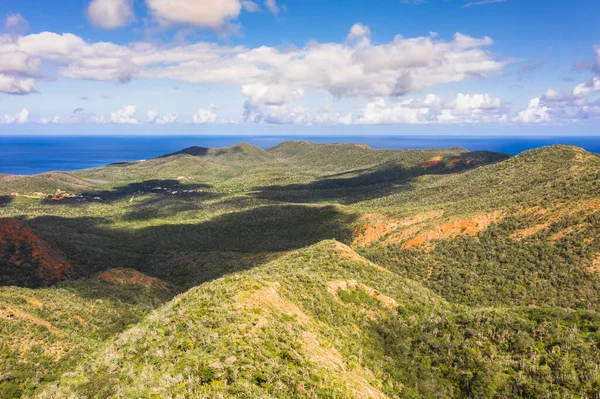 Luchtfoto Boven Het Landschap Van Curacao Caribisch Gebied Met Oceaan — Stockfoto