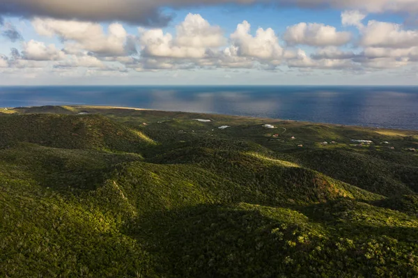 Aerial View Scenery Curacao Caribbean Ocean Coast Hills Lake — Stock Photo, Image