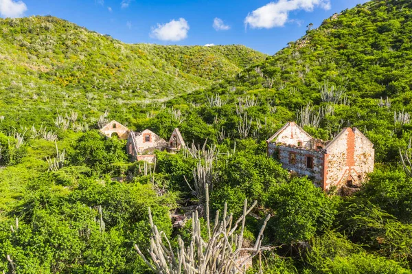 Aerial View Scenery Curacao Caribbean Old Ruins Mountains — Stock Photo, Image