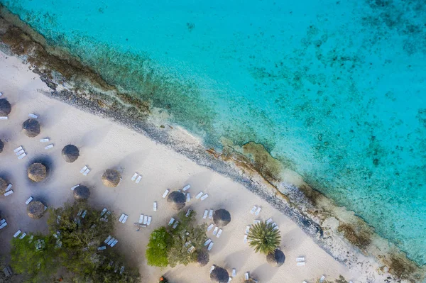 Vista Aérea Sobre Paisaje Curazao Caribe Con Océano Costa Playa — Foto de Stock