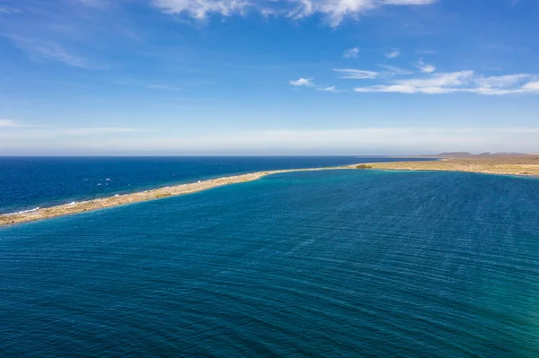 Vista Aérea Sobre Paisaje Curazao Caribe Con Océano Costa Playa — Foto de Stock