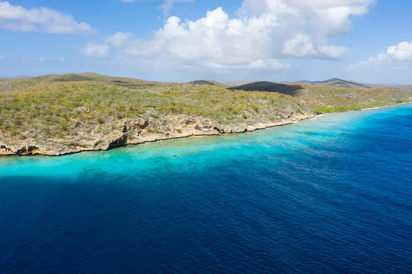 Aerial View Scenery Curacao Caribbean Ocean Coast Beach — Stock Photo, Image