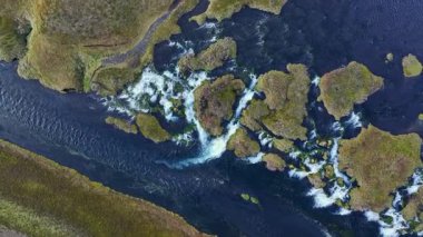 Fossabrekkur 'un etrafındaki hava manzarası Burfell Dağı - İzlanda