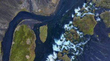 Fossabrekkur 'un etrafındaki hava manzarası Burfell Dağı - İzlanda
