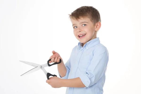 Niño con tijeras — Foto de Stock