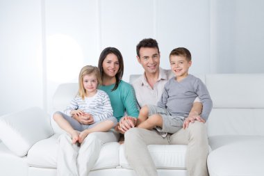 young family on white background clipart