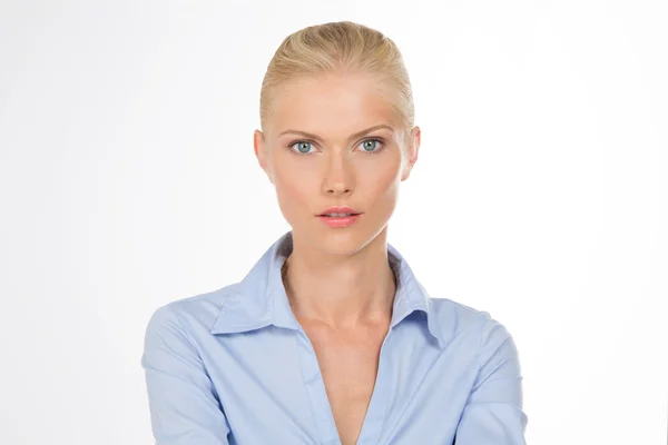 Serious face of girl on closeup — Stock Photo, Image