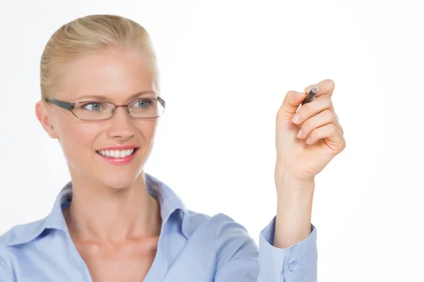 Nordic girl with a pen — Stock Photo, Image