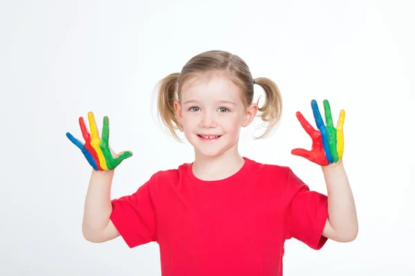 Farbige Hände hoch — Stockfoto