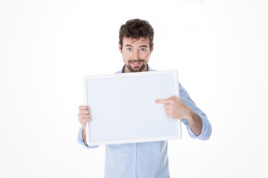 genç adam bir nokta onun tahtada gösterilen