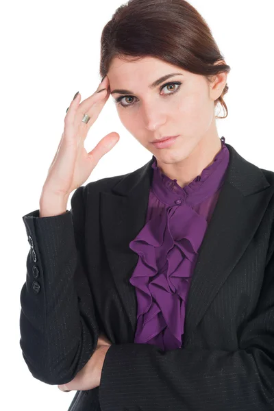 Beautiful business woman worry about anything isolated — Stock Photo, Image