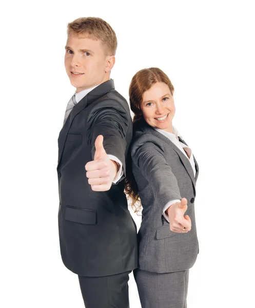 Zwei Personen in Anzügen stehend — Stockfoto