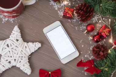 hareket eden telefon içinde takvim ile retro Noel dekorasyon